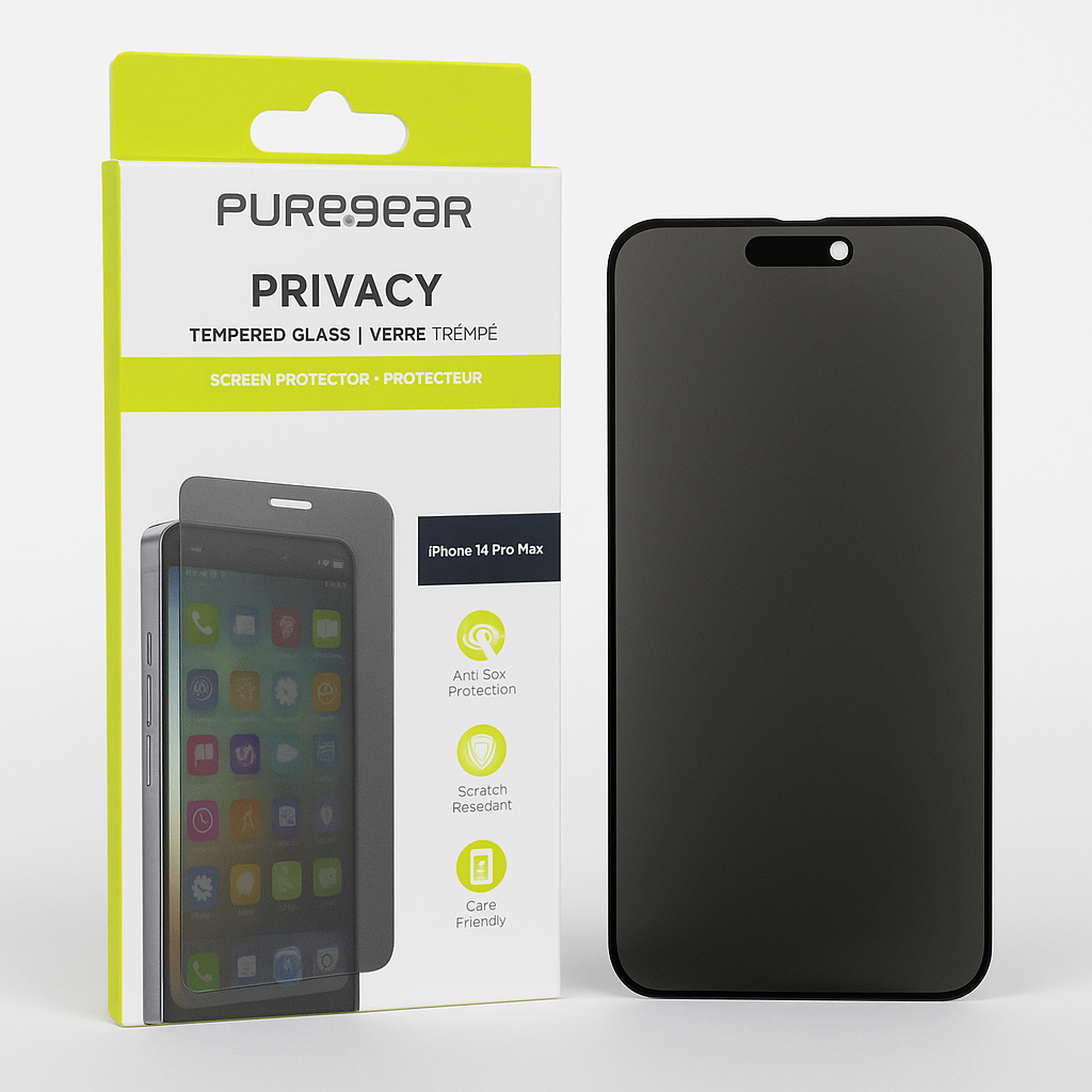 PureGear 2-Way Privacy Tempered Glass Screen Protector for iPhone 14 Pro Max 6.7"