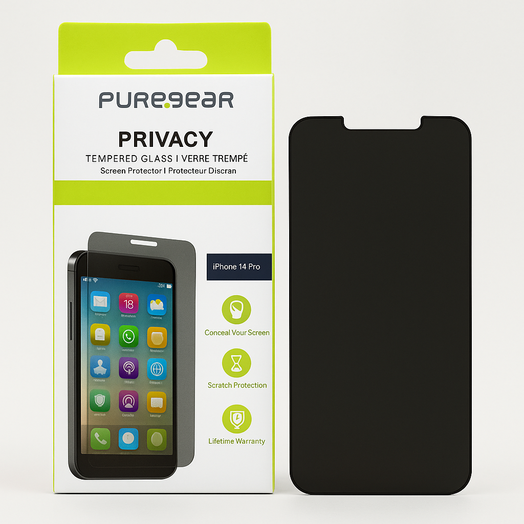 PureGear 2-Way Privacy Tempered Glass Screen Protector for Apple iPhone 14 Pro (2022) 6.1"