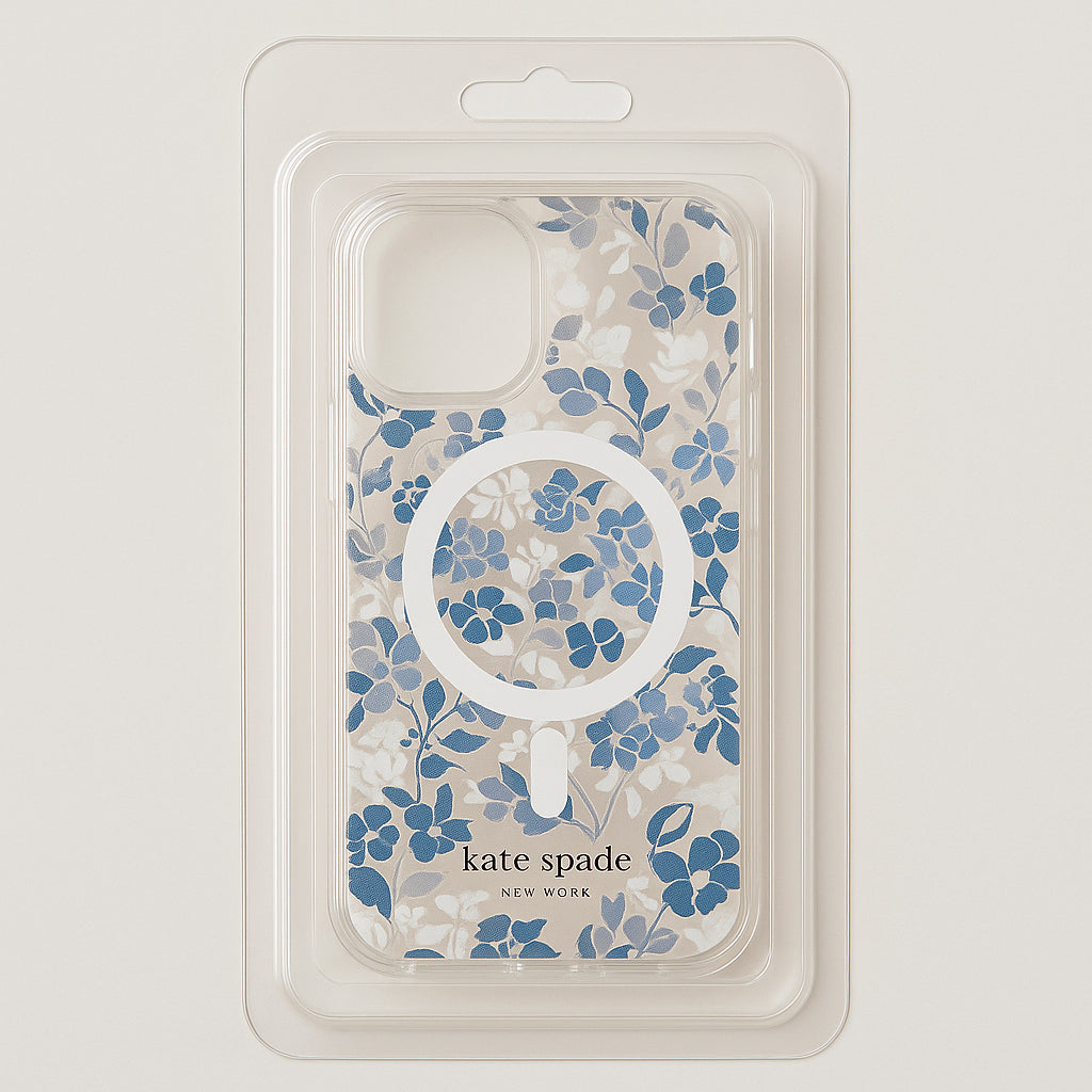 Kate Spade Protective Case for MagSafe for Apple iPhone 16 - Flowerbed Blue Gems